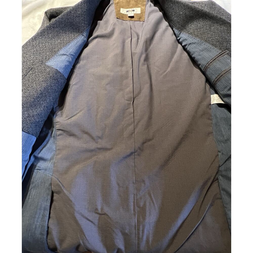 Joseph Abboud XL 44R Blue Gray Herringbone Tweed Texture Blazer Sport Jacket - Picture 9 of 15